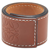 ロエベ アナグラム スモール スラップ ブレスレット タン ブラウン レザー レディース LOEWE 【中古】