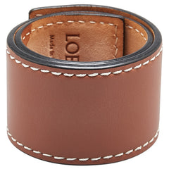 ロエベ アナグラム スモール スラップ ブレスレット タン ブラウン レザー レディース LOEWE 【中古】