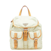 プラダ 三角ロゴプレート リュック バックパック ミントグリーン ブラウン ナイロン レディース PRADA 【中古】