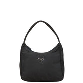 プラダ 三角ロゴプレート ハンドバッグ ブラック ナイロン レディース PRADA 【中古】