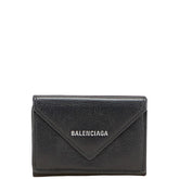 バレンシアガ ペーパー ミニウォレット 三つ折り財布 391446 ブラック レザー レディース BALENCIAGA 【中古】
