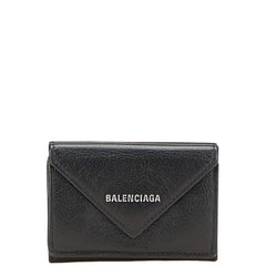 バレンシアガ ペーパー ミニウォレット 三つ折り財布 391446 ブラック レザー レディース BALENCIAGA 【中古】