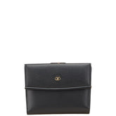 ヴァレンティノ Vロゴ がま口 二つ折り財布 ブラック レザー レディース VALENTINO 【中古】