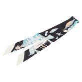 エルメス ツイリー Les Folies Du Ciel 大空の狂気 スカーフ ブラック ベージュ マルチカラー シルク レディース HERMES 【中古】