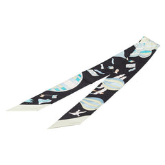 エルメス ツイリー Les Folies Du Ciel 大空の狂気 スカーフ ブラック ベージュ マルチカラー シルク レディース HERMES 【中古】