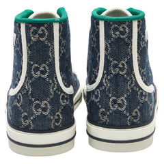 グッチ GGキャンバス TENNIS 1977 ハイカットスニーカー サイズ:8+ ネイビー グリーン キャンバス メンズ GUCCI 【中古】