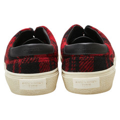 サンローラン チェック スニーカー サイズ:41 レッド ブラック ツイード レザー メンズ SAINT LAURENT 【中古】