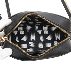 マークジェイコブス ロゴ ショルダーバッグ ブラック レザー レディース MARC JACOBS 【中古】