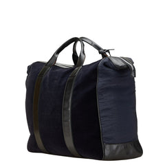 エンポリオ アルマーニ ロゴ ボストンバッグ ネイビー ブラック ポリエステル ナイロン レザー レディース Emporio Armani 【中古】