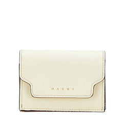 マルニ 三つ折り財布 コンパクトウォレット オフホワイト レザー レディース MARNI 【中古】
