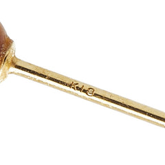 K18YG イエローゴールド タイガーズアイクォーツ ピアス レディース 【中古】