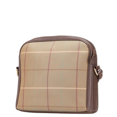 バーバリー チェック ワンショルダーバッグ カーキ ブラウン キャンバス レザー レディース BURBERRY 【中古】