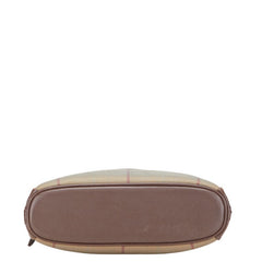 バーバリー チェック ワンショルダーバッグ カーキ ブラウン キャンバス レザー レディース BURBERRY 【中古】