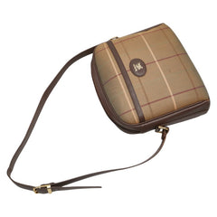 バーバリー チェック ワンショルダーバッグ カーキ ブラウン キャンバス レザー レディース BURBERRY 【中古】