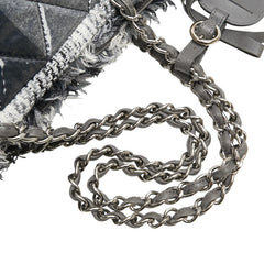 シャネル マトラッセ トートバッグ ハンドバッグ ブラック グレー ビニール ツイード レディース CHANEL 【中古】
