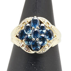 K18YG イエローゴールド サファイア2.10ct ダイヤ0.04ct リング 指輪 レディース 12号 【中古】