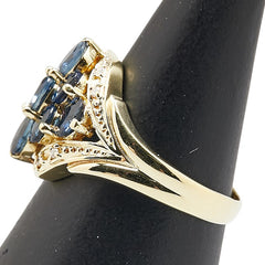 K18YG イエローゴールド サファイア2.10ct ダイヤ0.04ct リング 指輪 レディース 12号 【中古】