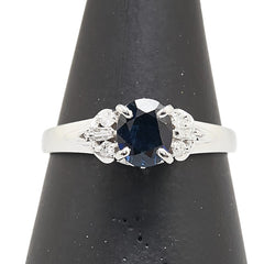 Pt900 プラチナ サファイア0.71ct ダイヤ0.08ct リング 指輪 レディース 12号 【中古】