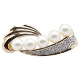 K18YG イエローゴールド アコヤパール8~8.5mm ダイヤ0.10ct 帯留め兼用ブローチ レディース 【中古】