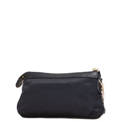 グッチ ハート チェーン ミニ ショルダーバッグ 153020 ブラック レザー サテン レディース GUCCI 【中古】