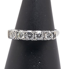 Pt900 プラチナ ダイヤ0.62ct 一文字 リング 指輪 レディース 13号 【中古】