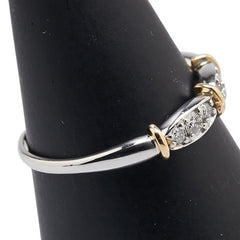 Pt950 プラチナ K18YG イエローゴールド コンビ ダイヤ0.20ct リング 指輪 レディース 10号 【中古】