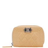 シャネル ボーイシャネル ココマーク コインケース ベージュ キャビアスキン レディース CHANEL 【中古】