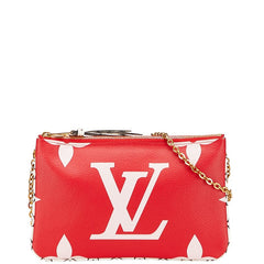 ルイ ヴィトン モノグラム ジャイアント ポシェットドゥーブルジップ チェーン ショルダーポーチ M67561 ルージュ レッド ピンク PVC レディース LOUIS VUITTON 【中古】