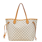 ルイ ヴィトン ダミエ アズール ネヴァーフルMM トートバッグ ショルダーバッグ N51107 ホワイト アイボリー PVC レザー レディース LOUIS VUITTON 【中古】