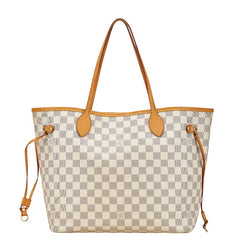 ルイ ヴィトン ダミエ アズール ネヴァーフルMM トートバッグ ショルダーバッグ N51107 ホワイト アイボリー PVC レザー レディース LOUIS VUITTON 【中古】