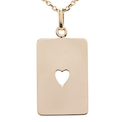 K18YG イエローゴールド ハート A エース モチーフ ペンダントネックレス レディース 【中古】