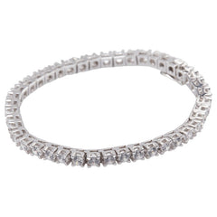 K14WG ホワイトゴールド キュービックジルコニア テニスチェーン ブレスレット レディース 【中古】