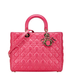 ディオール カナージュ レディディオール ラージ ショルダーバッグ ハンドバッグ 2WAY ピンク レザー レディース Dior 【中古】