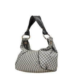 セリーヌ マカダム ワンショルダーバッグ ブラック グレー キャンバス レザー レディース CELINE 【中古】