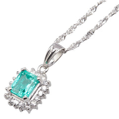 Pt900 プラチナ Pt850 プラチナ エメラルド0.65ct ダイヤ0.15ct ペンダントネックレス レディース 【中古】