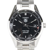 タグホイヤー カレラ ツインタイム 腕時計 WV2115.BA0787 自動巻き ブラック文字盤 ステンレススチール メンズ TAG HEUER 【中古】