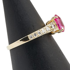 K18YG イエローゴールド ピンクサファイア1.124ct ダイヤ0.26ct リング 指輪 レディース 11号 【中古】