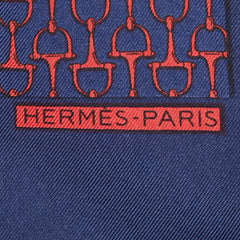 エルメス ハンカチ ネイビー レッド シルク レディース HERMES 【中古】