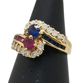 K18YG イエローゴールド ダイヤ0.72ct ルビー0.28ct サファイア0.21ct リング 指輪 レディース 12号 【中古】