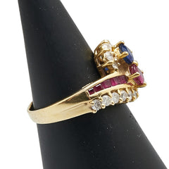 K18YG イエローゴールド ダイヤ0.72ct ルビー0.28ct サファイア0.21ct リング 指輪 レディース 12号 【中古】