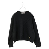 ヴァレンティノ Vロゴ ニット セーター サイズ:XXS ブラック ウール レディース VALENTINO 【中古】