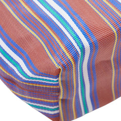 マルニ フラワーカフェ マーケット ストライプ トートバッグ ハンドバッグ レッド ブルー マルチカラー ナイロン レザー レディース MARNI 【中古】