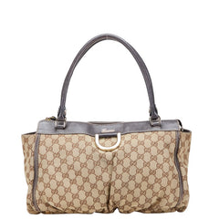 グッチ GGキャンバス アビー ハンドバッグ 189831 ベージュ ブラウン キャンバス レザー レディース GUCCI 【中古】