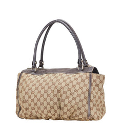 グッチ GGキャンバス アビー ハンドバッグ 189831 ベージュ ブラウン キャンバス レザー レディース GUCCI 【中古】