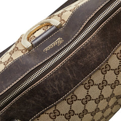 グッチ GGキャンバス アビー ハンドバッグ 189831 ベージュ ブラウン キャンバス レザー レディース GUCCI 【中古】