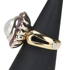 K18YG イエローゴールド マベパール ピンクトルマリン リング 指輪 レディース 12.5号 【中古】