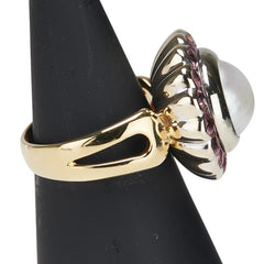 K18YG イエローゴールド マベパール ピンクトルマリン リング 指輪 レディース 12.5号 【中古】