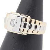 K18YG イエローゴールド Pt900 プラチナ コンビ ダイヤ0.18ct リング 指輪 レディース 17号 【中古】