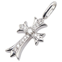 Pt900 プラチナ ダイヤ0.46ct クロス 十字架 モチーフ ペンダントトップ レディース 【中古】