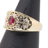 K18YG イエローゴールド ルビー0.52ct ダイヤ0.12ct リング 指輪 レディース 17号 【中古】